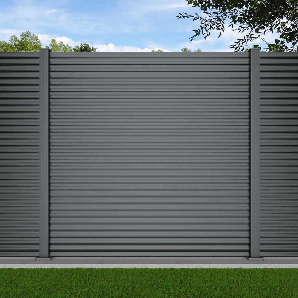 1.8m Wave Fence Basalt Grey - Basalt Grey Bolt Down Posts - Metre Pric - F H Brundle