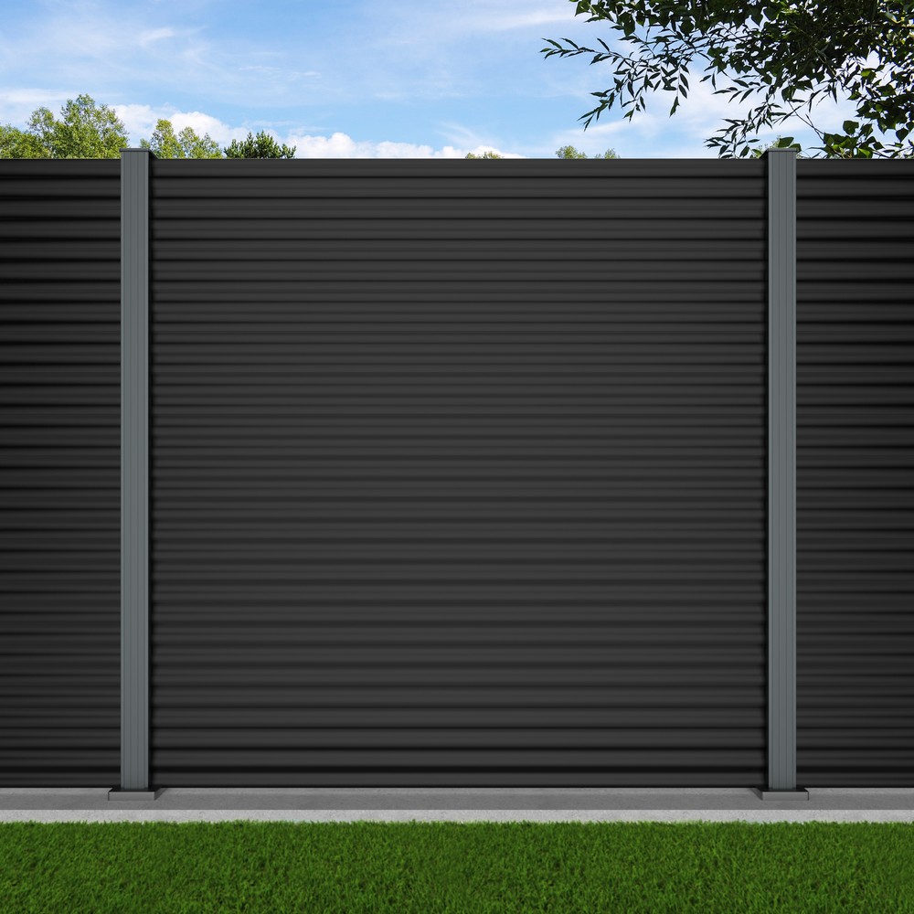 1.8m Wave Fence Black Sand -Basalt Grey Bolt Down Posts - Metre Prices
