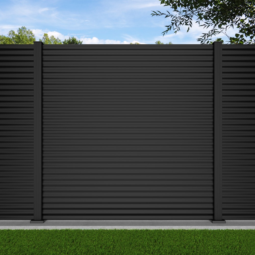 1.8m Wave Fence Black Sand -Black Sand Bolt Down Posts - Metre Prices
