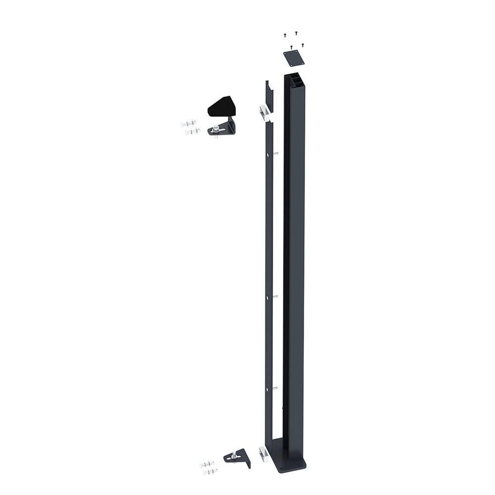 Wall Mounted Post (Hinge/Keep)80x50x2400 For Single Gates Grey - RAL 7015