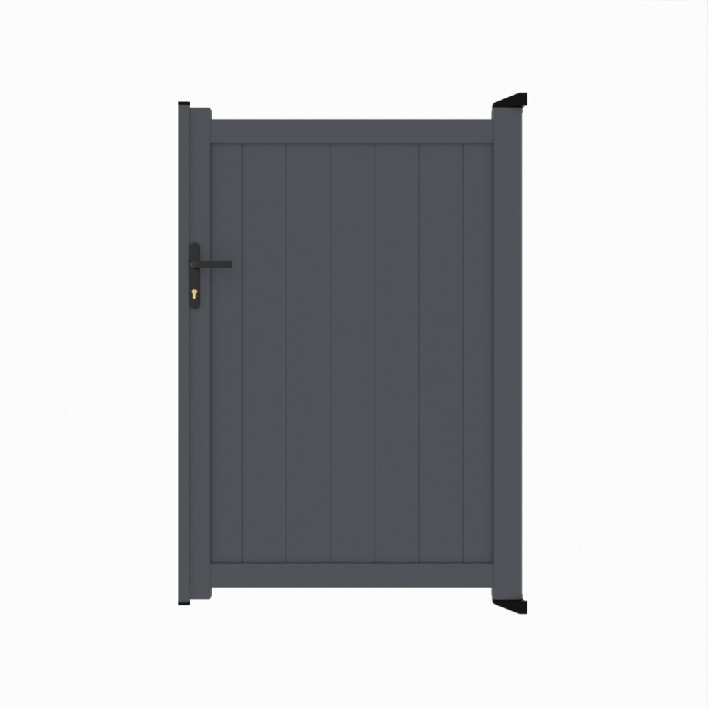 Grey Single Gate-P01-Vertical Boards 1600mm High x 1100mm Wide - RAL 7015