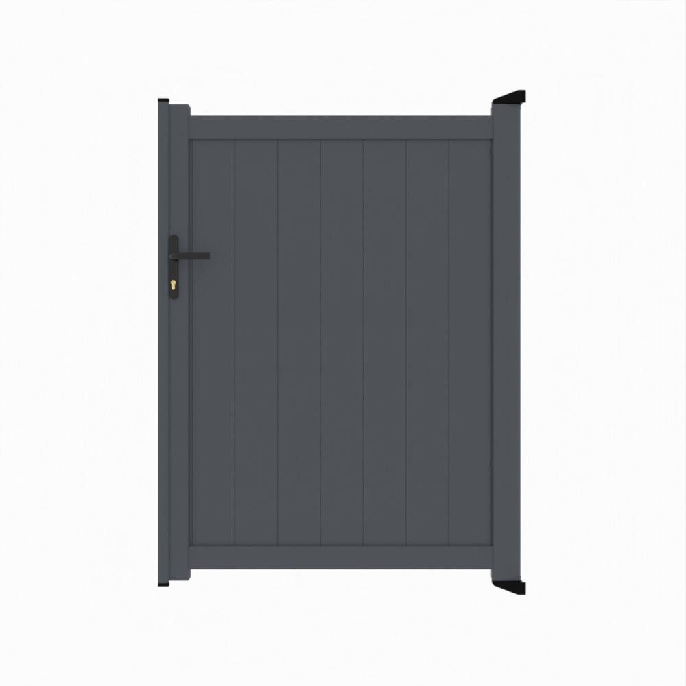 Grey Single Gate-P01-Vertical Boards 1600mm High x 1200mm Wide - RAL 7015