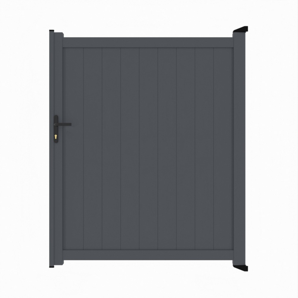 Grey Single Gate-P01-Vertical Boards 1600mm High x 1500mm Wide - RAL 7015