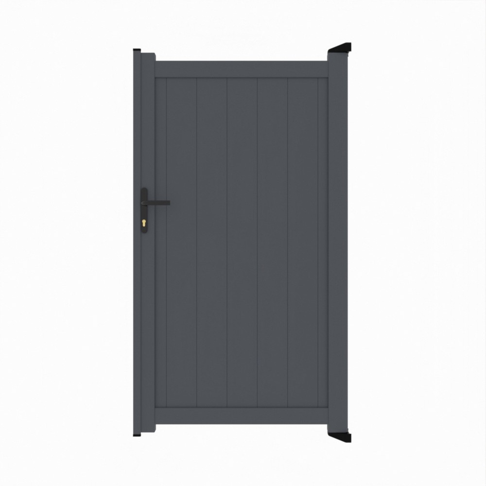 Grey Single Gate-P01-Vertical Boards 1800mm High x 1000mm Wide - RAL 7015