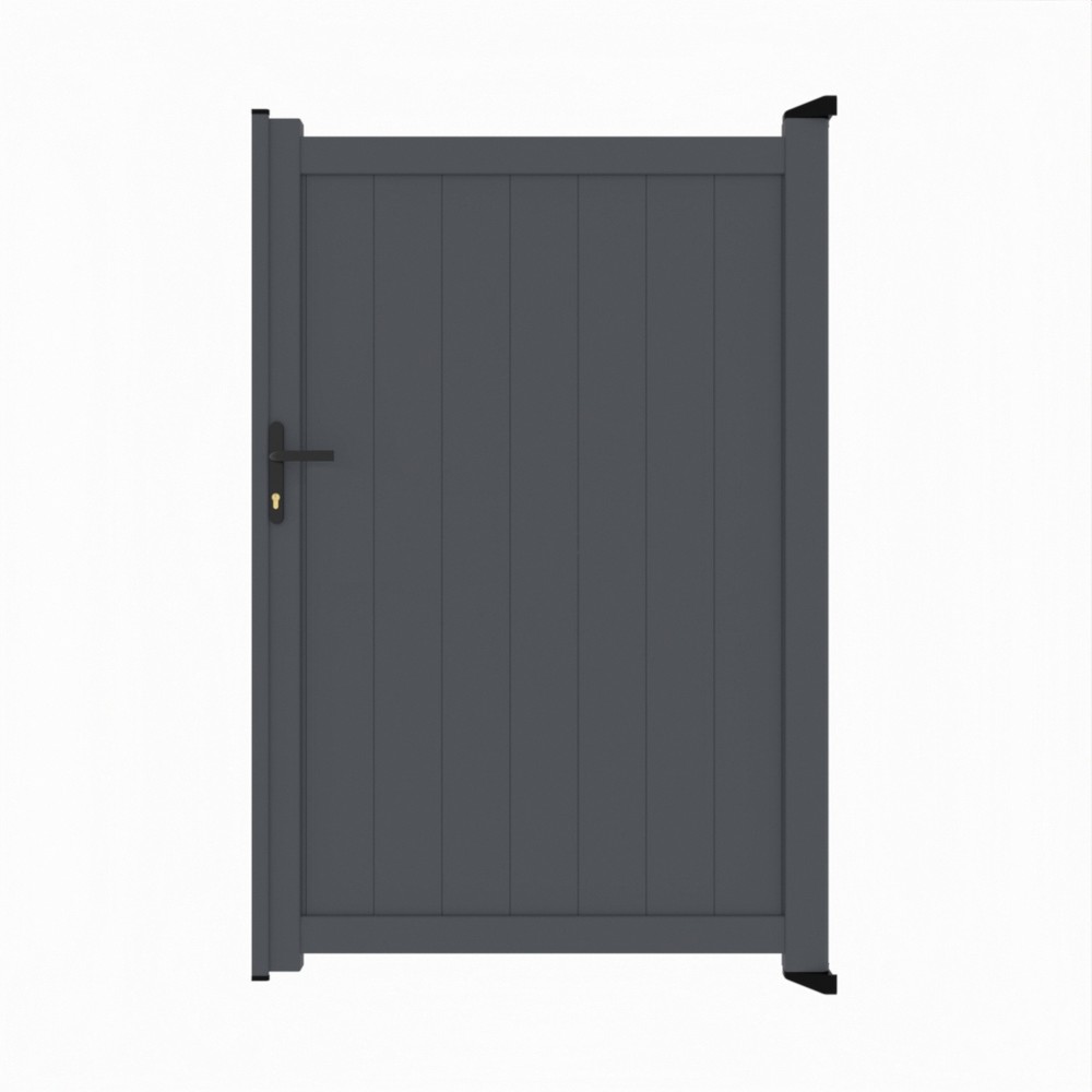 Grey Single Gate-P01-Vertical Boards 1800mm High x 1200mm Wide - RAL 7015