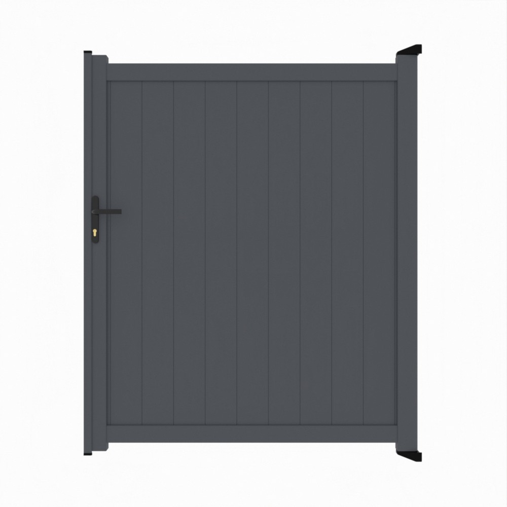 Grey Single Gate-P01-Vertical Boards 1800mm High x 1500mm Wide - RAL 7015