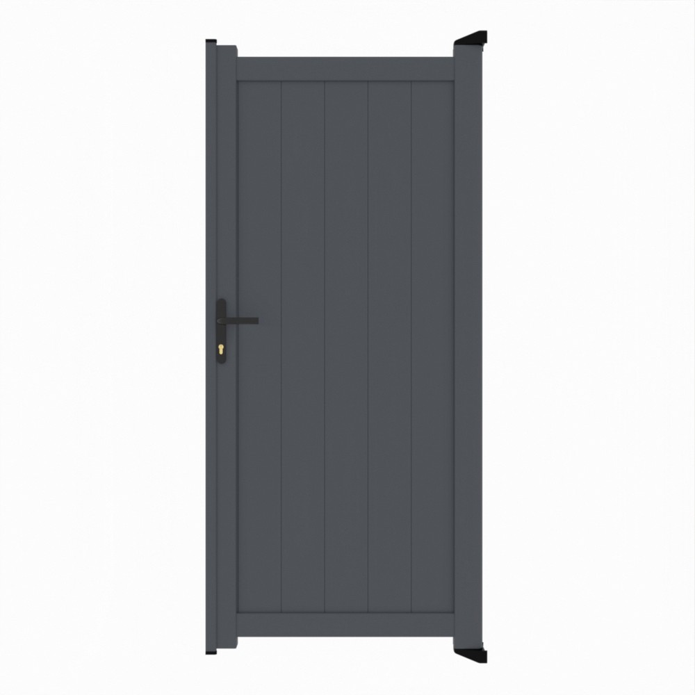 Grey Single Gate-P01-Vertical Boards 2000mm High x 900mm Wide - RAL 7015