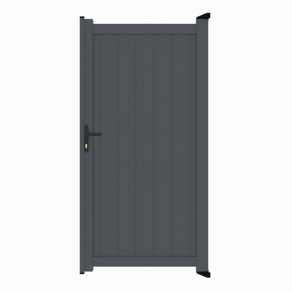 Grey Single Gate-P01-Vertical Boards 2000mm High x 1100mm Wide - RAL 7015