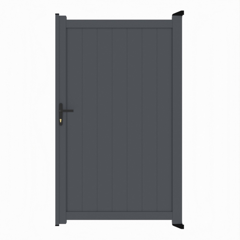 Grey Single Gate-P01-Vertical Boards 2000mm High x 1200mm Wide - RAL 7015