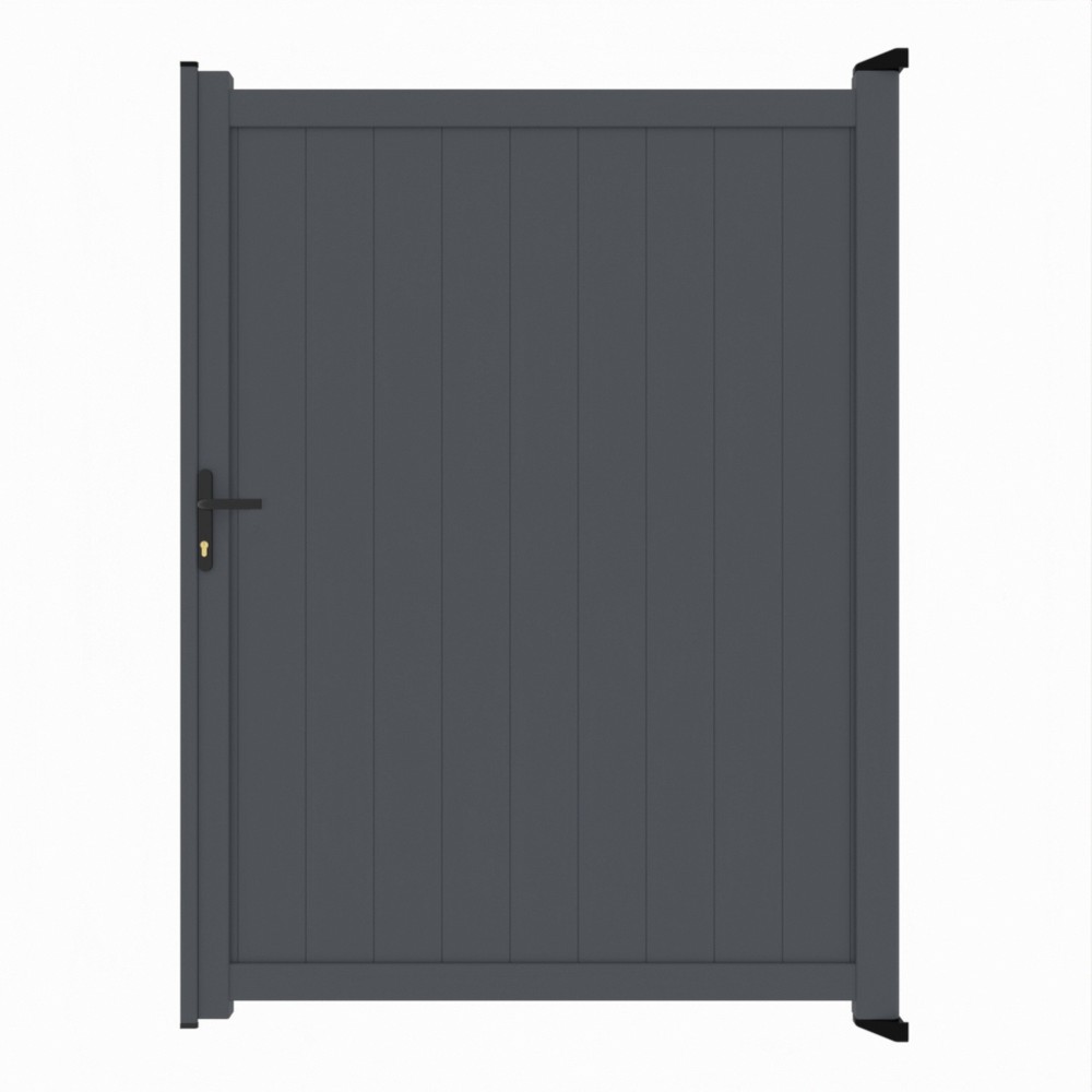 Grey Single Gate-P01-Vertical Boards 2000mm High x 1500mm Wide - RAL 7015