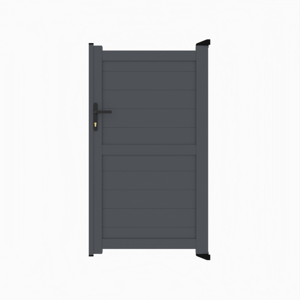 Grey Single Gate-P02-Horizontal Boards 1600mm High x 900mm Wide - RAL 7015