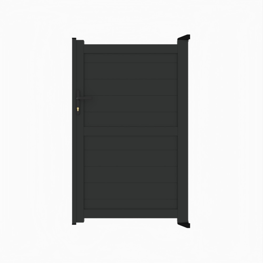 Pedestrian Gate - Horizontal BoardsH 1600 x W 1100mm - Black Sand