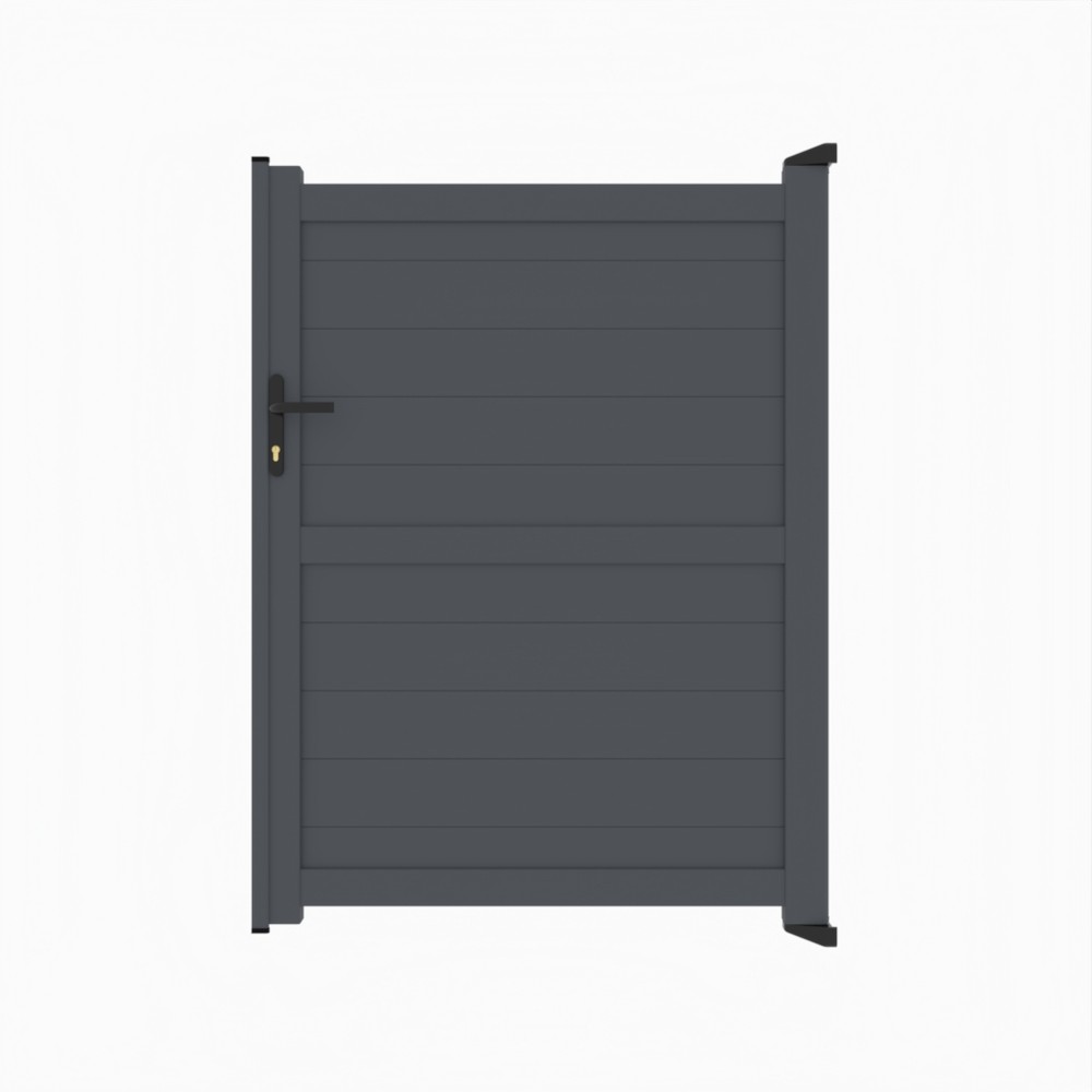Grey Single Gate-P02-Horizontal Boards 1600mm High x 1200mm Wide - RAL 7015