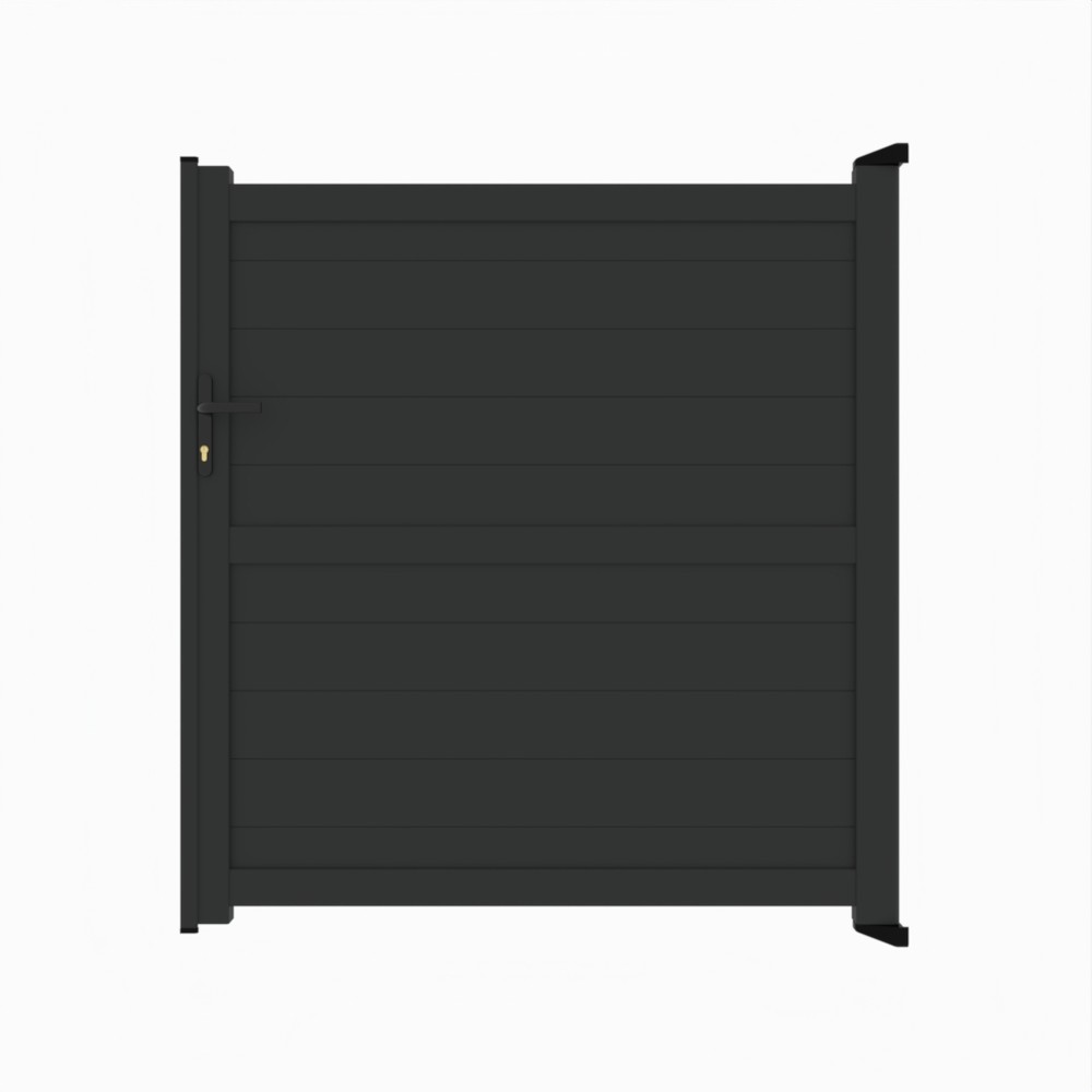Pedestrian Gate - Horizontal BoardsH 1600 x W 1500mm - Black Sand
