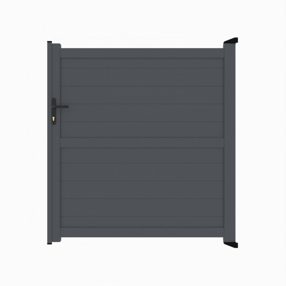 Grey Single Gate-P02-Horizontal Boards 1600mm High x 1500mm Wide - RAL 7015