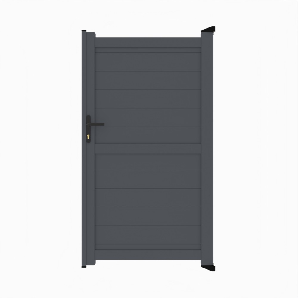 Grey Single Gate-P02-Horizontal Boards 1800mm High x 1000mm Wide - RAL 7015