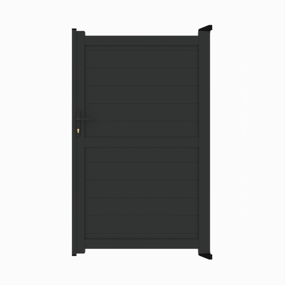 Pedestrian Gate - Horizontal BoardsH 1800 x W 1100mm - Black Sand