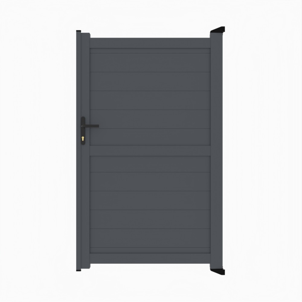 Grey Single Gate-P02-Horizontal Boards 1800mm High x 1100mm Wide - RAL 7015