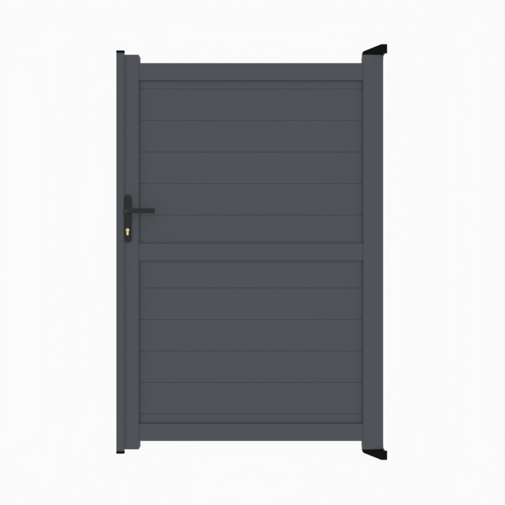 Grey Single Gate-P02-Horizontal Boards 1800mm High x 1200mm Wide - RAL 7015