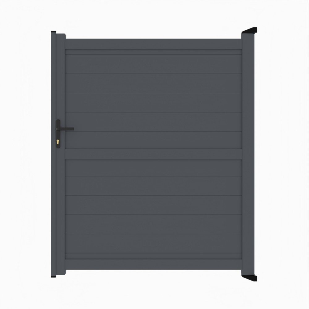 Grey Single Gate-P02-Horizontal Boards 1800mm High x 1500mm Wide - RAL 7015