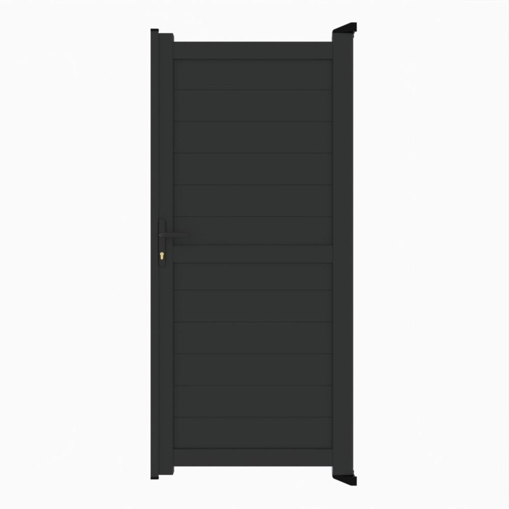 Black Single Gate-P02-Horizontal Boards 900mm Wide x 2000mm High - RAL 9005