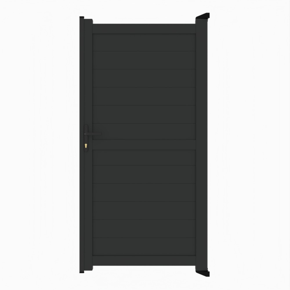 Black Single Gate-P02-Horizontal Boards 1000mm Wide x 2000mm High - RAL 9005