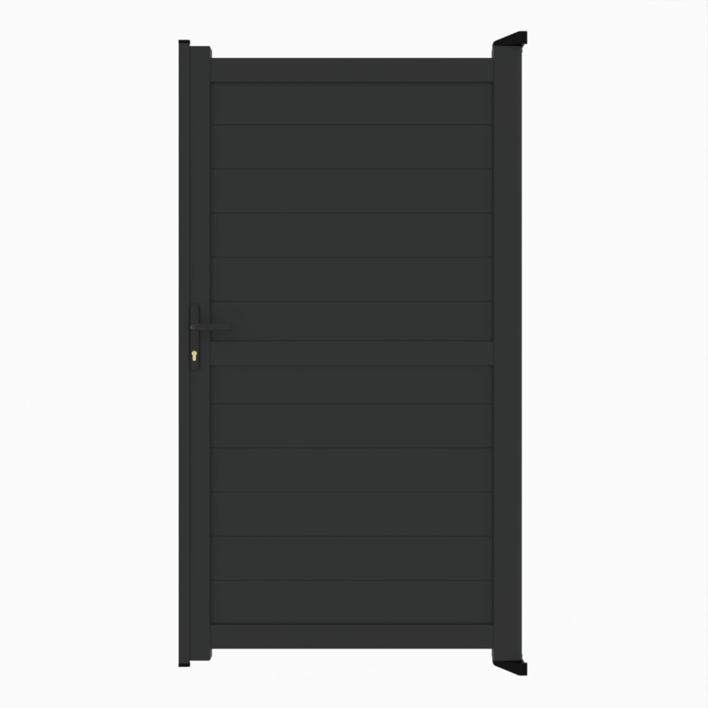Black Single Gate-P02-Horizontal Boards 1100mm Wide x 2000mm High - RAL 9005