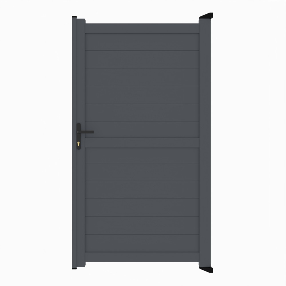 Grey Single Gate-P02-Horizontal Boards 2000mm High x 1100mm Wide - RAL 7015