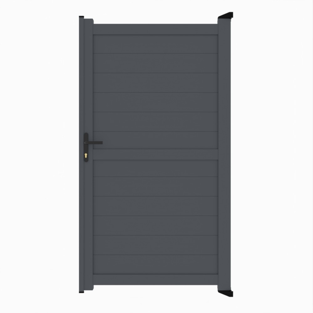 Grey Single Gate-P02-Horizontal Boards 2000mm High x 1200mm Wide - RAL 7015
