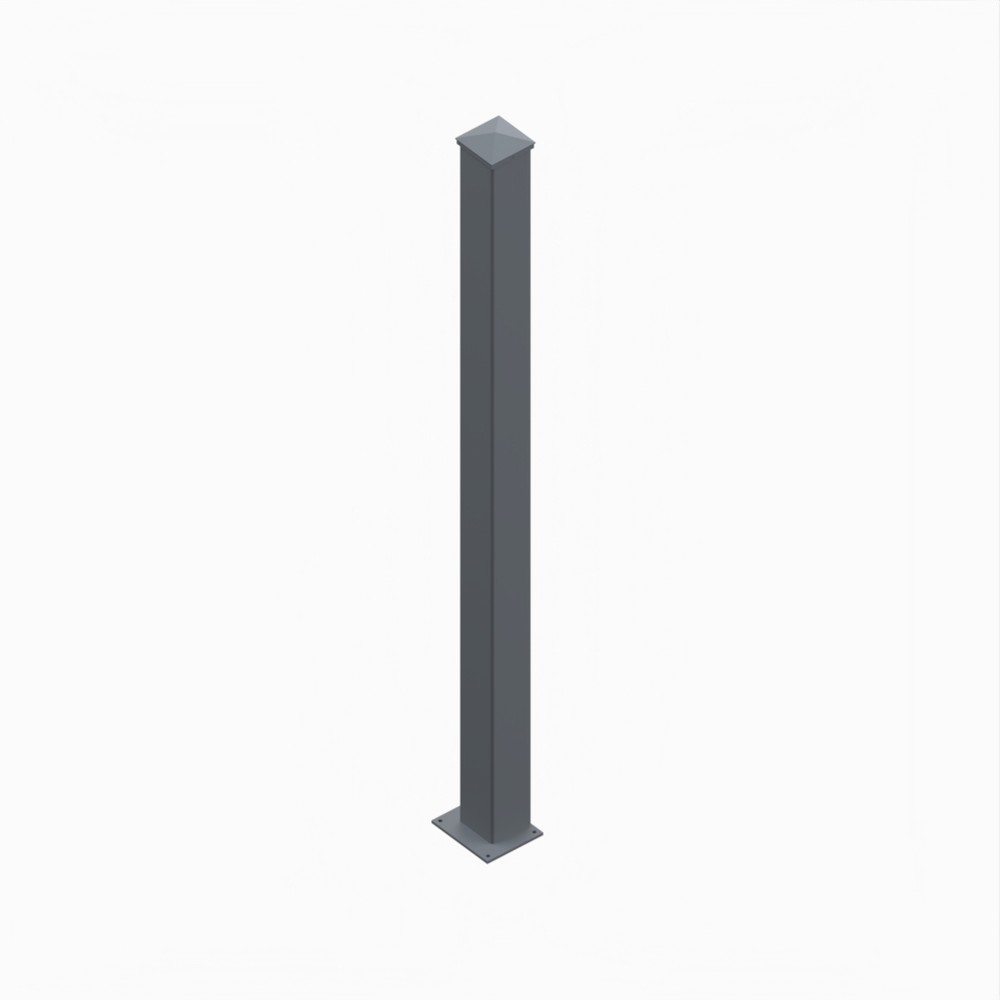 Gate Posts - 150 x 150 x 2500mm 3.5mm Thick Grey - RAL 7015 with Cap