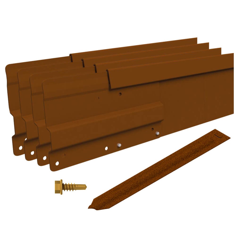 Rigid Garden Edging H100 x L2200mm - Weathering Steel - 4 Piece Kit
